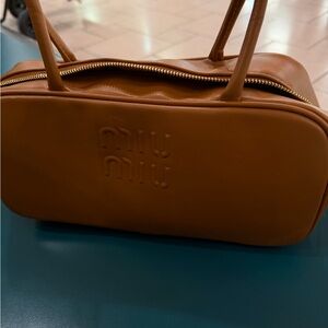 Miu Miu Tan Leather Toiletry Bag